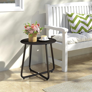 Modern Steel Round Coffee <b>Table</b> for Outdoor Patio, Balcony and Garden, Weather Resistant Side <b>Table</b> for Hotel and Resort - Product Image 2