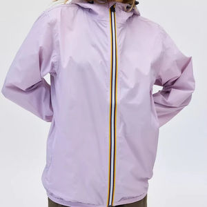 Blouson de course à capuche lavande pour femme, coupe-vent léger à manches longues avec fermeture éclair, idéal pour le printemps et les tenues décontractées - Product Image 2