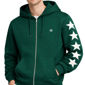 Sudaderas con capucha premium para hombre con estampado de estrellas personalizado, forro polar grueso, estilo urbano, con cremallera completa, proveedor mayorista OEM directo de fábrica, MOQ bajo - Product Image 4