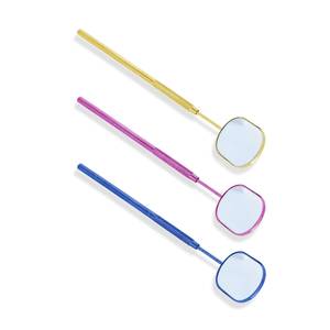 Fashionable Eye Makeup <b>Mirror</b> Powder <b>Magnifying</b> Feature Wall Mounted Stainless Steel Square Reflective Surface Gold Pink Blue - Product Image 1