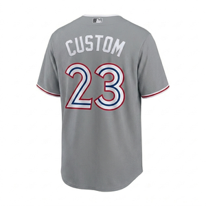 Camiseta de béisbol sublimada gris claro personalizada para hombre, uniforme de equipo, camisa con botones, ropa deportiva transpirable, corte regular, alta calidad - Product Image 2