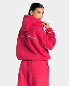 Ensemble de survêtement rouge cerise pour femme, coupe ample, couleur unie, poches latérales, 100 % coton, avec passepoil, tendance - Product Image 5