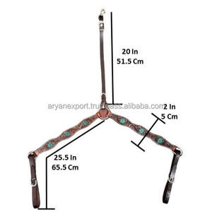 Collier de poitrine Western en cuir repoussé à la main avec accents floraux sarcelle Adjustable Horse Tack pour Rodeo Trail Ranch & Barrel Racing - Product Image 5