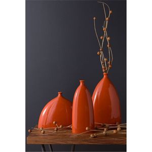 Juego de Jarrones Metálicos Naranja Modernos, Jarrón de Hierro Nórdico de Lujo, Jarrón Decorativo Hecho a Mano para Sala de Estar, Centro de Mesa para Bodas - Product Image 1