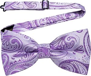 Nœud Papillon en Soie Motif Paisley Violet Pré-noué, Accessoire Formel Durable Style Jacquard, Matière Respirante en Polyester - Product Image 4