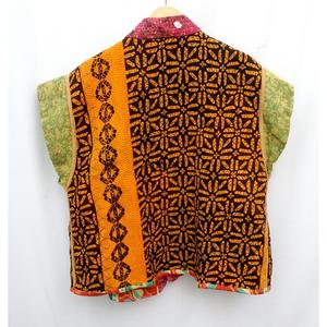 Hand Quilted Printed Multicolor Kantha Short <b>Jacket</b> Coat Indian Handmade Patchwork <b>Kimono</b> Breathable Eco-Friendly Cotton Fabric - Product Image 6