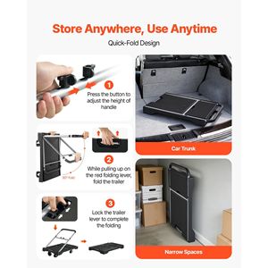 Carrello Pieghevole con Capacità di 150 kg, Piattaforma di Trasporto Pieghevole con Ruote Girevoli, Carrello Manuale per Trasporto - Product Image 4