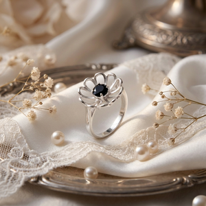 <b>Black</b> <b>Onyx</b> Gemstone <b>Ring</b> Round Cut | Silver Plated Handmade Nickel Free Brass <b>Ring</b> for Women Wholesale - Product Image 1