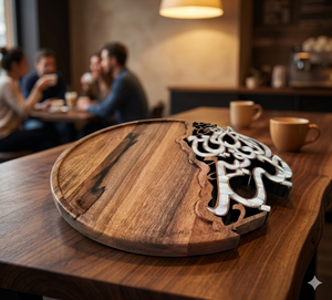 Wooden Arabic <b>Ramadan</b> Eid Tray for <b>Chocolate</b> Mother of Pearl Inlay Wooden Tray for Serving with Suitable Price - Product Image 1
