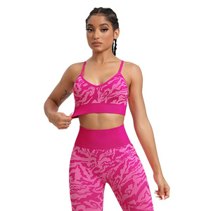 Custom 2PCS Printed Yoga Set Women High Waist <b>Butt</b> <b>Lift</b> <b>Leggings</b> Sports Bra Seamless Gym Workout Fitness Activewear - Product Image 2