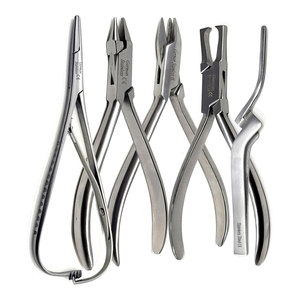 Lot de 5 pinces orthodontiques dentaires en acier inoxydable, manuelles, certifiées CE, pour le retrait de brackets, à 3 griffes, type bec d'oiseau Mathieu - Product Image 1