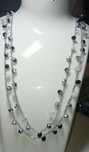 Collar Hecho a Mano con Cristales Negros Transparentes en Capas, Cadena de Latón, Joyería Boho Brillante, Regalo de Moda para Mujer - Product Image 5