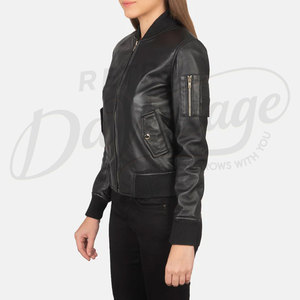 Women High Quality Vintage Black <b>Leather</b> Real Cow Skin <b>Leather</b> Motorcycle <b>Jacket</b> For Women Custom Women Black <b>Leather</b> <b>Jacket</b> - Product Image 2
