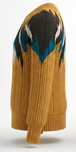 Pull en tricot torsadé anti-rides pour homme avec motif éclair, en mélange de laine premium, idéal pour l'hiver - Product Image 3