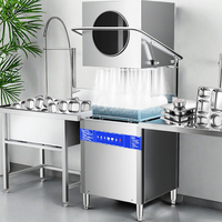 Lave-vaisselle professionnel entièrement automatique intelligent pour hôtels et cantines, type capot