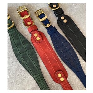 Collier de chien en cuir de crocodile fait à la main de qualité supérieure motif solide Rivet Top fabricant indien fournisseur-Saman Exportations - Product Image 3