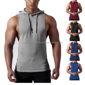 Meilleure vente solide logo imprimé vêtements de sport Fitness sans manches hommes sport gilet broderie logo hommes débardeur avec sweats à capuche - Product Image 1
