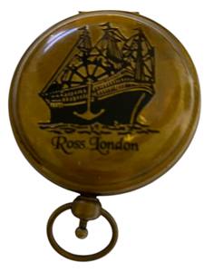 Boussole de poche nautique vintage Ross London en laiton massif avec motif de bateau antique, outil de navigation décoratif maritime fait main - Product Image 5