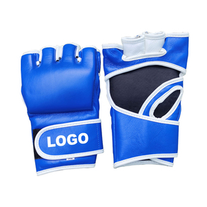 Gants de boxe MMA en cuir pour l'entraînement, Muay Thai, Kick Boxing, évacuation de l'humidité, ajustables avec sangle, design demi-doigts - Product Image 1