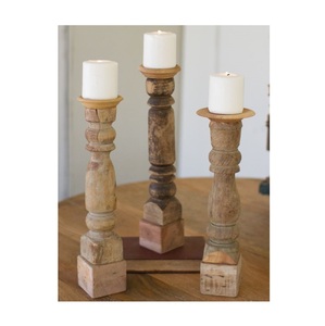 Support à bougies en bois massif, finition naturelle, centre de table décoratif pour salle à manger, chambre, salon, festivals, mariages et plus encore - Product Image 2