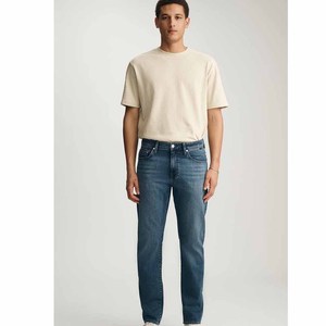 Jean droit déchiré vintage pour homme, coupe slim, bleu clair, style streetwear, mode, vente en gros, fournisseur d'usine OEM, personnalisable - Product Image 4