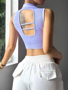 Débardeur court côtelé sans manches personnalisé pour l'été, idéal pour la gym, le fitness, le yoga, le tennis et la course à pied - Product Image 6