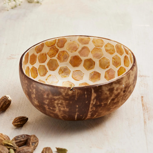 Handmade Coconut Bowl Set With Mother Of Pearl <b>Bee</b> Hive Pattern Durable, Lightweight, Safe For Food Serving, Home Decor and <b>Gift</b> - Product Image 2