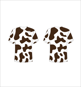 Men's Cow Print Short Sleeve T-Shirt O-Neck Regular Fit Casual Style <b>Knitted</b> Polyester <b>Animal</b> <b>Pattern</b> Front Logo - Product Image 1