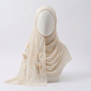 ผ้าพันคอผีเสื้อแบบมีระบายสีสันสดใสแฟชั่นล่าสุดสำหรับผู้หญิง ผ้าคลุมศีรษะมุสลิม ฮิญาบ เนื้อผ้านุ่ม พรีเมียม หรูหรา ทันสมัย - Product Image 1