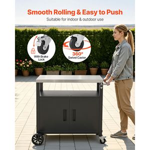 Chariot de rangement extérieur avec table de barbecue de 36,4 pouces, étagère supérieure en acier inoxydable imperméable - Product Image 6
