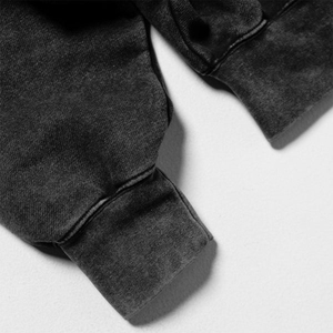 Sweat-shirt à capuche court en molleton délavé à l'acide, manches classiques, tricoté, pour femme, décontracté, hiver, coupe ajustée, respirant, polyester - Product Image 3