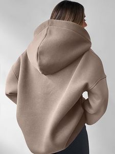 Sudadera con Capucha Oversize de Algodón para Mujer, Hombros Caídos, Manga Larga, Color Liso, Estilo Casual - Proveedor Mayorista - Product Image 3