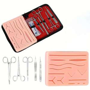 Complete Surgical <b>Suture</b> Practice <b>Kit</b> Stainless Steel Scissors Forceps Minor Surgery Training Curved <b>Suture</b> Pad Shuja Surgico - Product Image 1