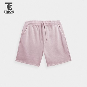 Shorts de survêtement de haute qualité en tissu 100% coton avec poche zippée, décontractés, en molleton, taille élastique, couleur vert-bleu foncé et violet, chauds - Product Image 1