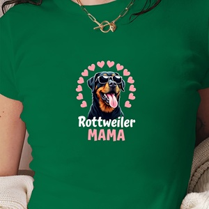 Camiseta de manga corta de punto con estampado ajustado Y2K para mujer Rottweiler Mama - Product Image 3