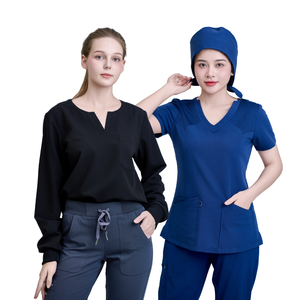 Uniformes médicos de diseño personalizado para mujer, pantalones anchos con estampado floral, conjunto de uniformes médicos cómodos, bata de laboratorio médica para hombre, ropa de fábrica FMF OEM/ODM - Product Image 1