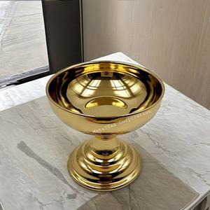 Piédestal en plaqué or personnalisable Bol à crème glacée au chocolat et fruits Décorations de table de luxe pour offrir Bols en métal de couleur personnalisée - Product Image 2