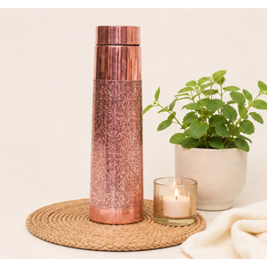 Handcrafted Pure Copper Water <b>Bottle</b> with Intricate Taper Etched Floral Design Ayurvedic Leak-Proof Yoga <b>Flask</b> In Lowest Price - Product Image 4