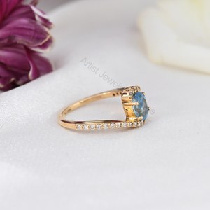 Anillo de Diamantes y Aguamarina Santa María, Oro Sólido de 14K, Joyería Fina, Proveedor Mayorista OEM ODM - Product Image 2