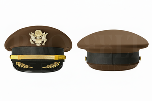 Custom Black Color Embroidered Brim Peak Cap with Gold Trim Adjustable Formal Uniform Style Headwear Outdoor <b>Hat</b> for <b>Men</b> - Product Image 2
