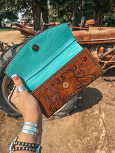 New Bohemian 100% Genuine Leather <b>Wallet</b> Geometric Vintage Handmade Fold Closure <b>RFID</b> Blocking Waterproof Women's Short Style - Product Image 5