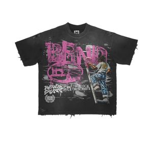 Camisetas de Manga Corta con Dobladillo Desgastado y Efecto Descolorido por el Sol, de Algodón Puro de Alta Calidad, Fabricadas en Fábrica, con MOQ Bajo y Estampado - Product Image 2