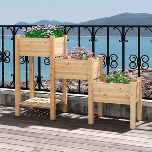 <b>Open</b> <b>Storage</b> Shelf 3-Tier Wooden Raised Garden Bed Elegant Sheds & <b>Storage</b> Solution - Product Image 3