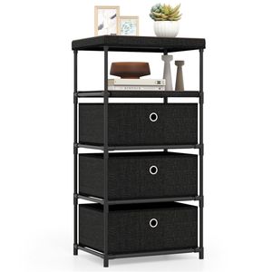 Mobiletto porta biancheria a 3 cassetti con cassetti rimovibili e pieghevoli, piano in legno industriale, struttura in metallo, stile rustico, kit anti-ribaltamento. - Product Image 2
