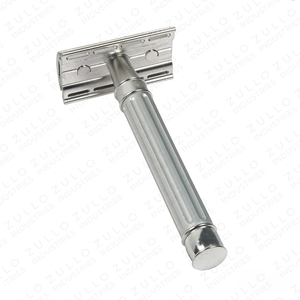 Rasoir de sécurité robuste en acier inoxydable finition argentée, outil de rasage à double tranchant avec service de personnalisation du logo OEM - Product Image 2