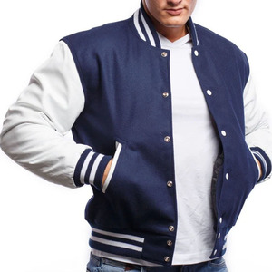 Veste de sport bleu marine pour homme avec manches blanches, logo de jeu de baseball brodé, style preppy, vêtement d'automne - Product Image 2