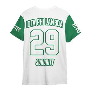 Camisa Personalizada de la Hermandad Iota Phi Lambda, Camisa Blanca con Mangas Verdes, Iota Phi Lambda Desde 1929 - Product Image 6