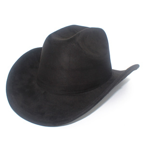 Custom LOGO Big Wide Brim Suede Cowboy <b>Hat</b> for Women <b>Men</b> Western Cowgirl Roll up <b>Fedora</b> <b>Hats</b> - Product Image 3