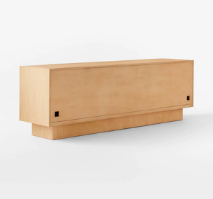 Scandinavian Modern Plinth Base Solid Teak <b>Sideboard</b> Credenza Luxury Kitchen Buffet Cabinet with Six Doors <b>Storage</b> - Product Image 4