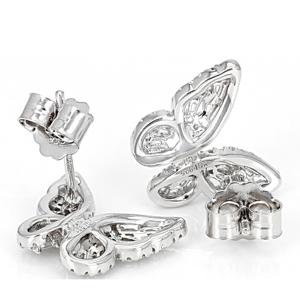 Butterfly <b>Stud</b> Earrings 925 Silver Diamond <b>Emerald</b> Cut Women's Luxury Fine Jewelry - Product Image 2